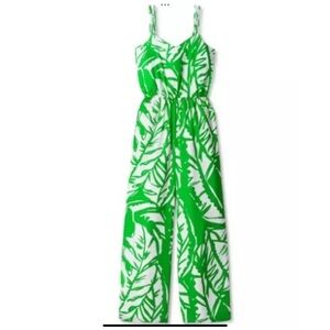 LILLY PULITZER for Target XS Green White Boom Boom Jumpsuit Romper Wide Leg